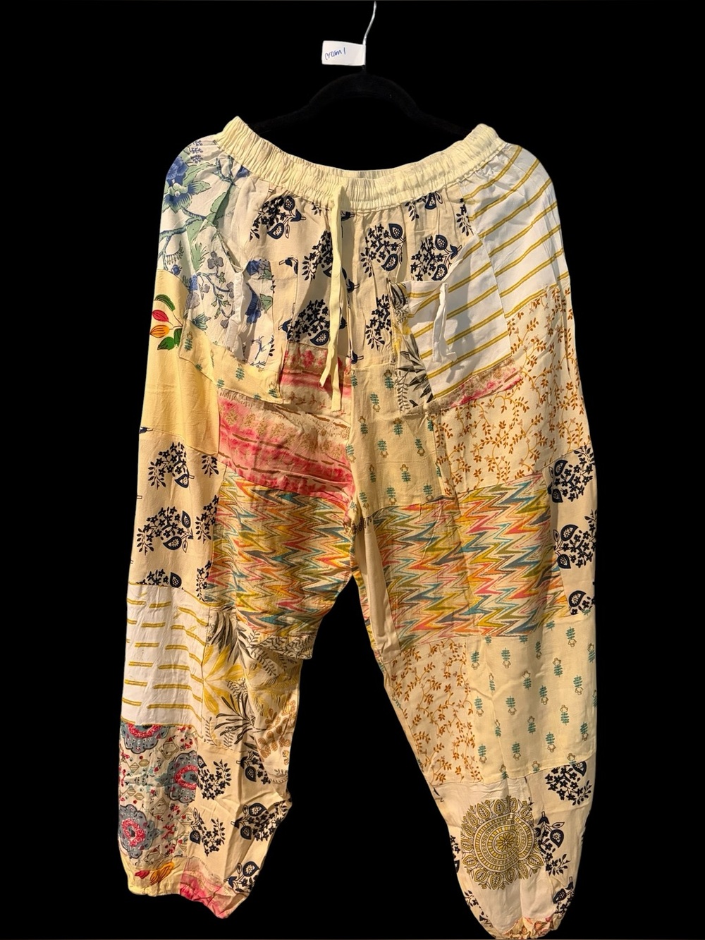 Cream #1 NWT  100% rayon patchwork jogger pants